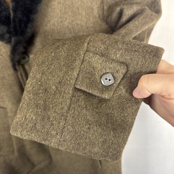 Vintage Wool Car Coat Sherpa Lined Faux Fur Collar Mackinaw Jacket Men’s 38 - Picture 2 of 8